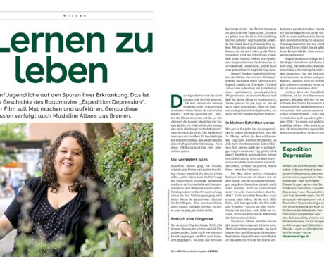 Artikel über Madeline Albers im AOK-Gesundheitsmagazin