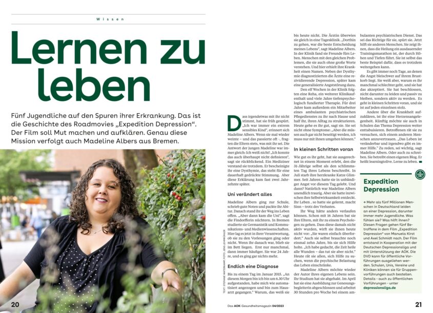 Ein Artikel im AOK-Gesundheitsmagazin